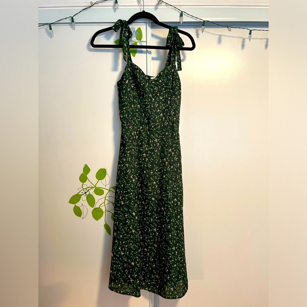 Spring- Summer Green Floral Maxi dress